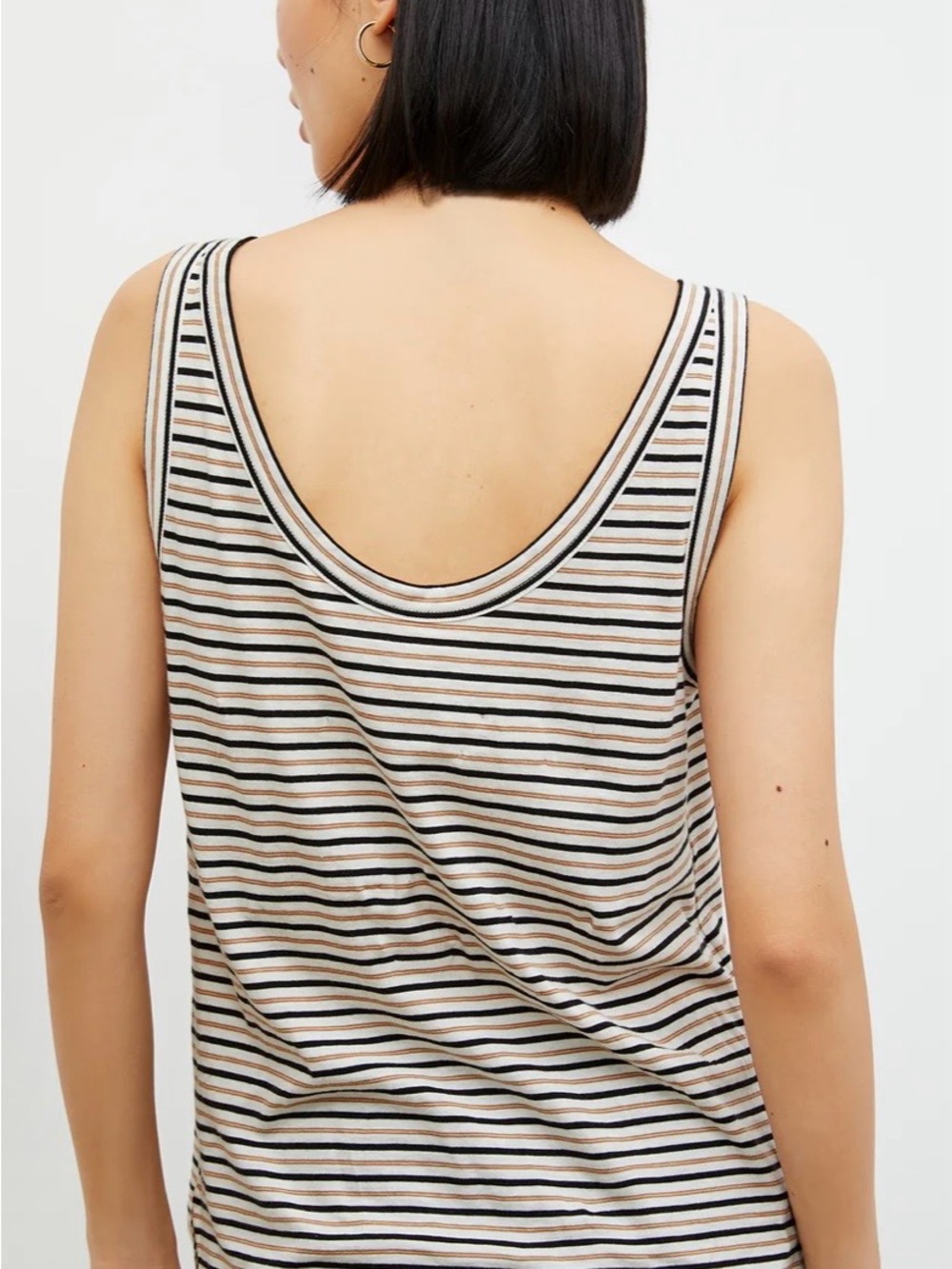 MM Lafleur Scoop-Back Tank Top in black, white and tan